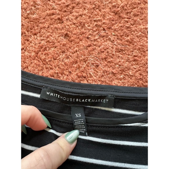 White House Black Market Black White Striped Nautical Long Sleeve Top XS - Picture 6 of 9